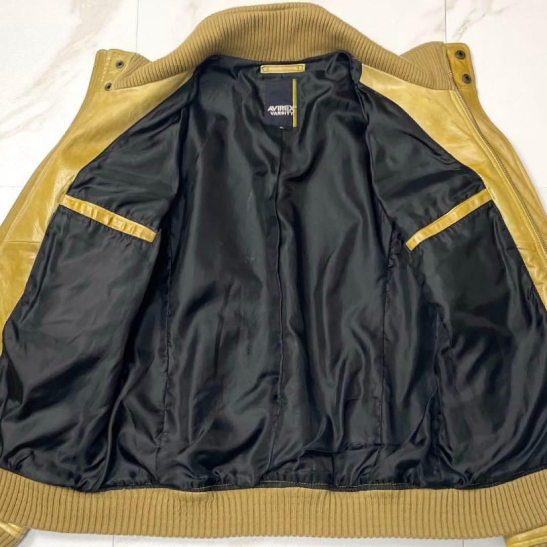 【希少色 XL】アヴィレックス レザージャケット シングル ライダース イエロー