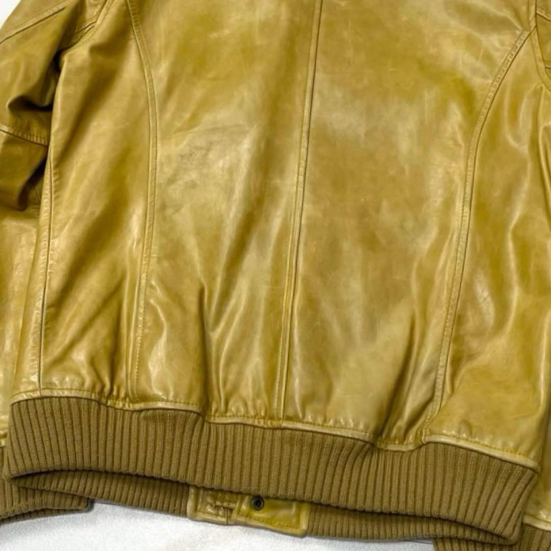 【希少色 XL】アヴィレックス レザージャケット シングル ライダース イエロー