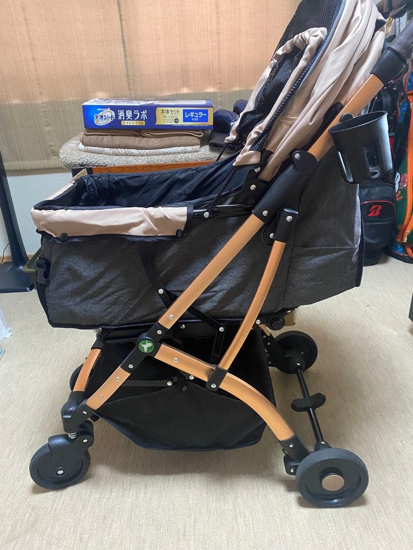 ベージュ ペットカート 一体型スタンダード 小、中型犬、多頭OK
