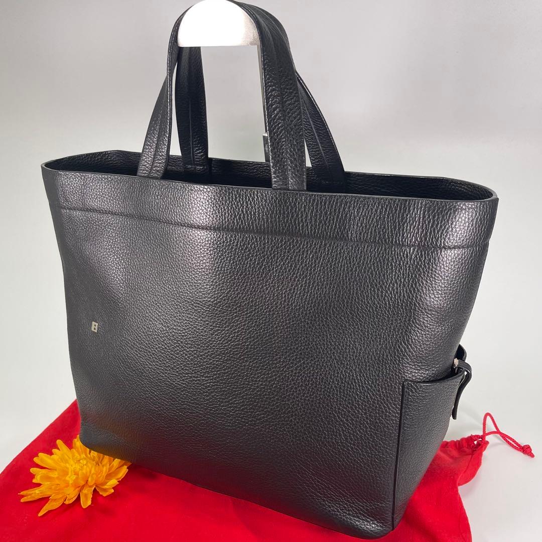 【超美品✨】BALLYバリーメンズビジネスバッグトートレザーBロゴ黒船型A4◯
