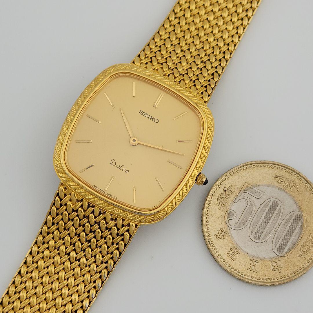 【稼働 新品電池】セイコー ドルチェ 8N40-5040 ゴールド文字盤