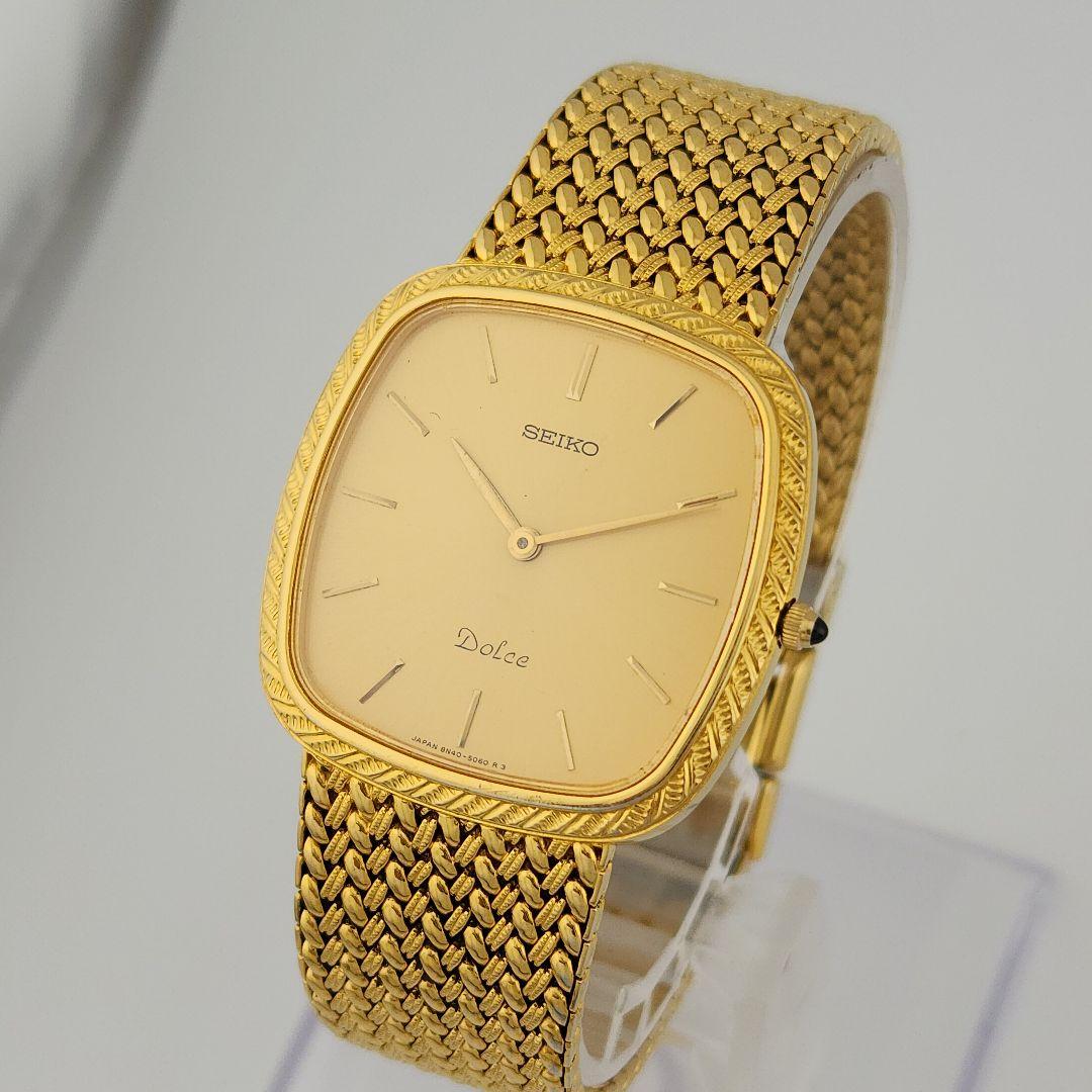 【稼働 新品電池】セイコー ドルチェ 8N40-5040 ゴールド文字盤