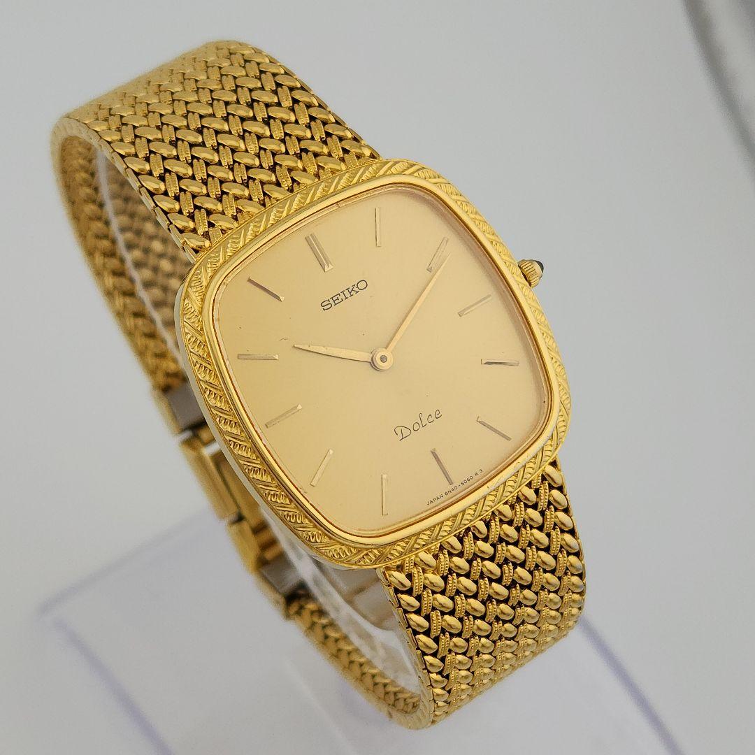 【稼働 新品電池】セイコー ドルチェ 8N40-5040 ゴールド文字盤