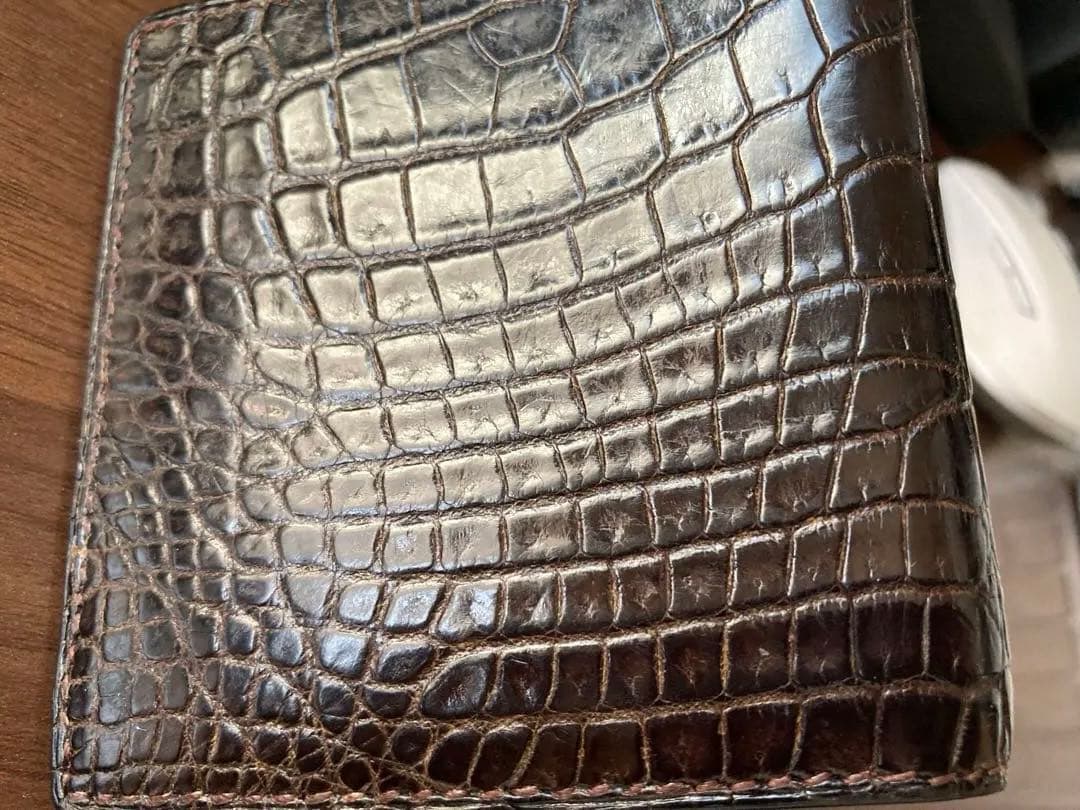 【美品】万双 クロコダイルミニ財布（小銭入付）＋専用クリーム付き