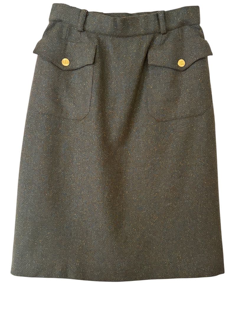 CHANEL シャネル　ツイードスカート　size42 グリーン