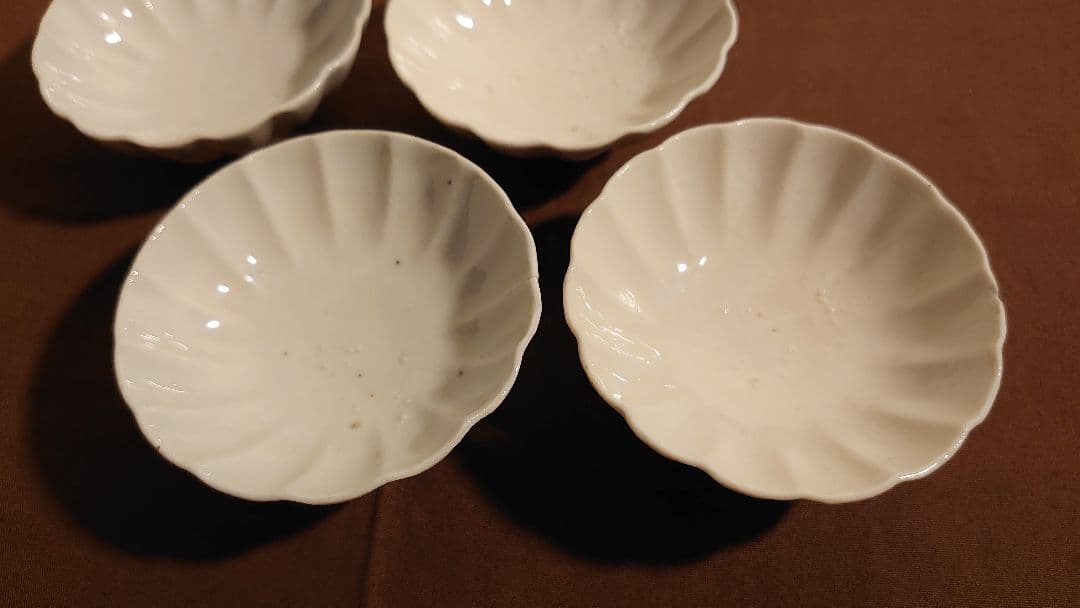 李朝　白磁　古伊万里　伊万里　輪華鉢　豆鉢　蔵出し　４客