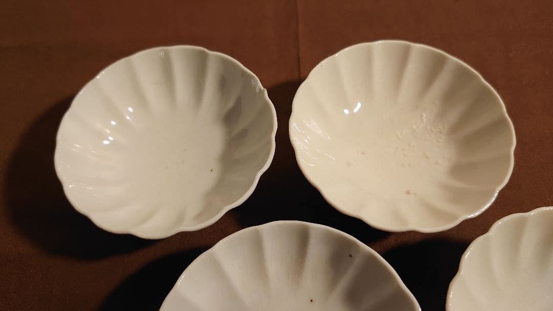 李朝　白磁　古伊万里　伊万里　輪華鉢　豆鉢　蔵出し　４客