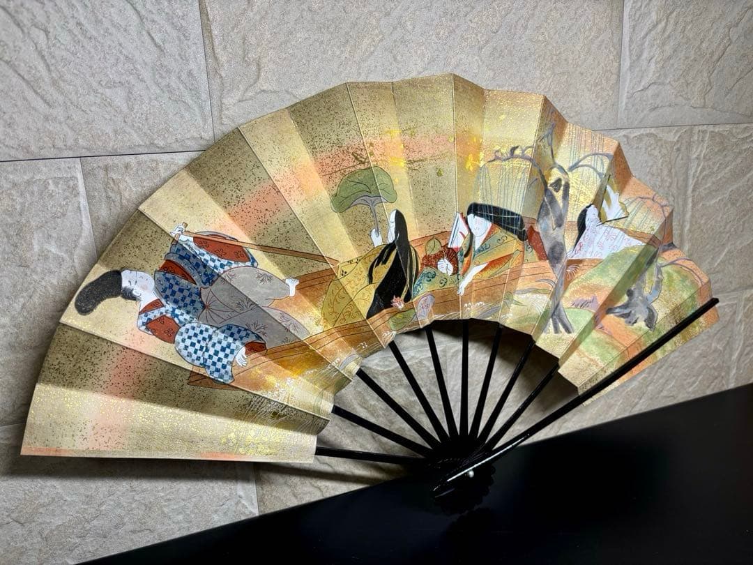 和風扇子 京都宮脇賣扇庵　飾舞扇舟遊び　扇子　舞也古扇　両面　京扇子　舞扇子