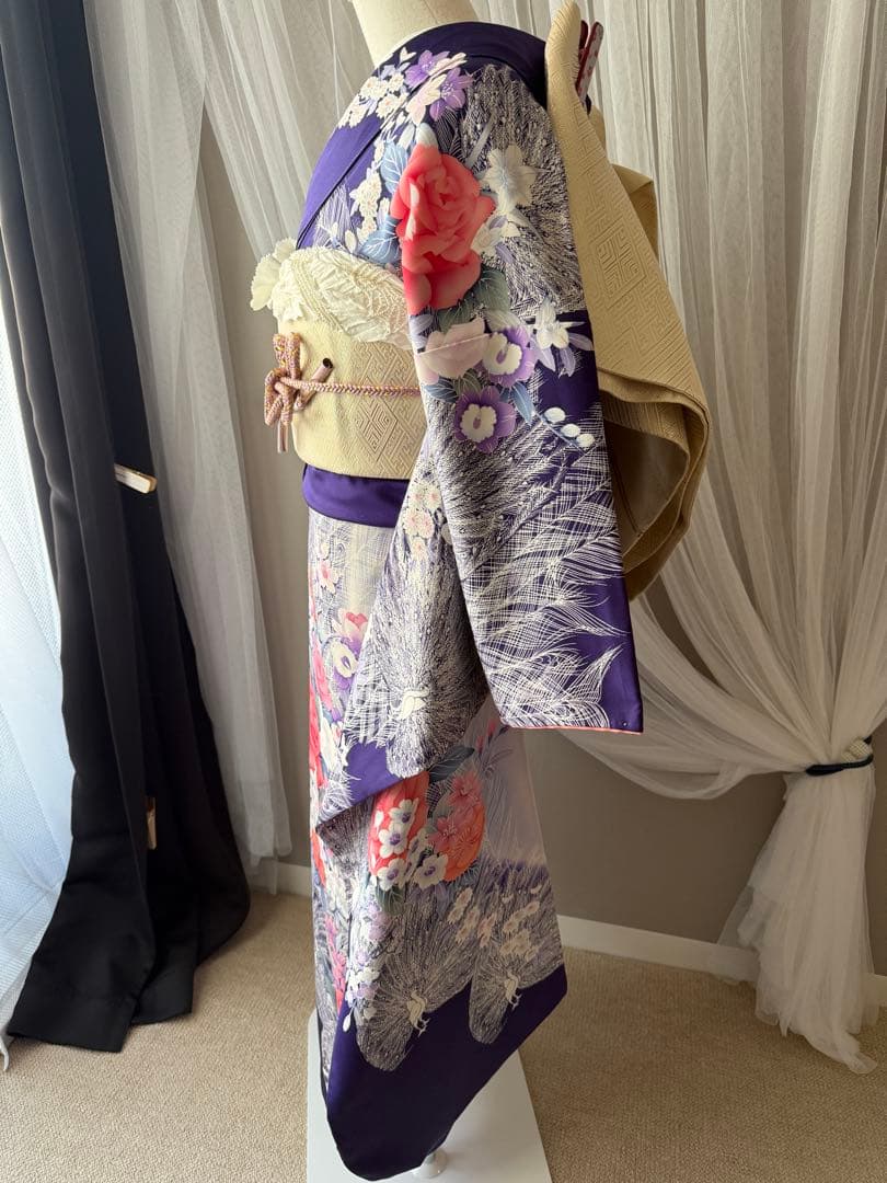 ❣️大特価❣️ 美品　正絹　振袖フルセット　新品長襦袢　成人式　青紫色　佐賀錦