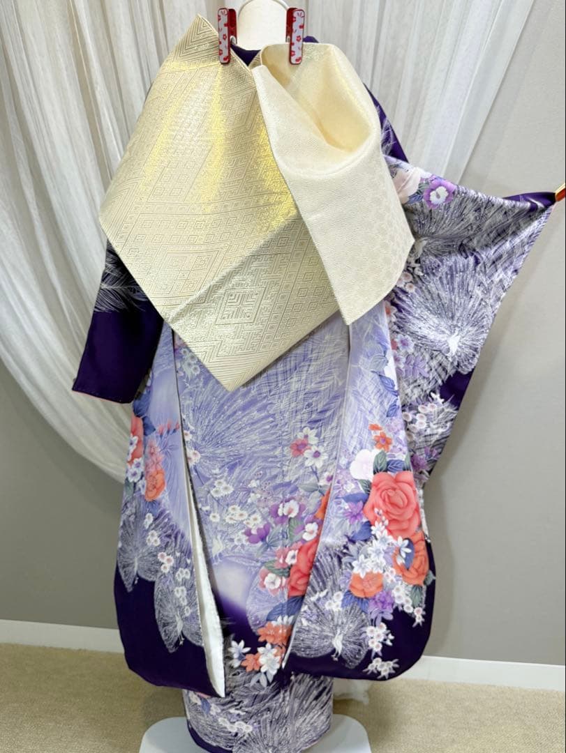 ❣️大特価❣️ 美品　正絹　振袖フルセット　新品長襦袢　成人式　青紫色　佐賀錦