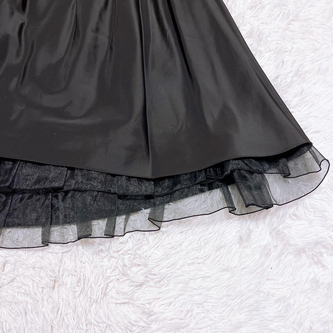 東京ソワール マリココウガ ホルターネック ドレス Vネック フレア 黒 38