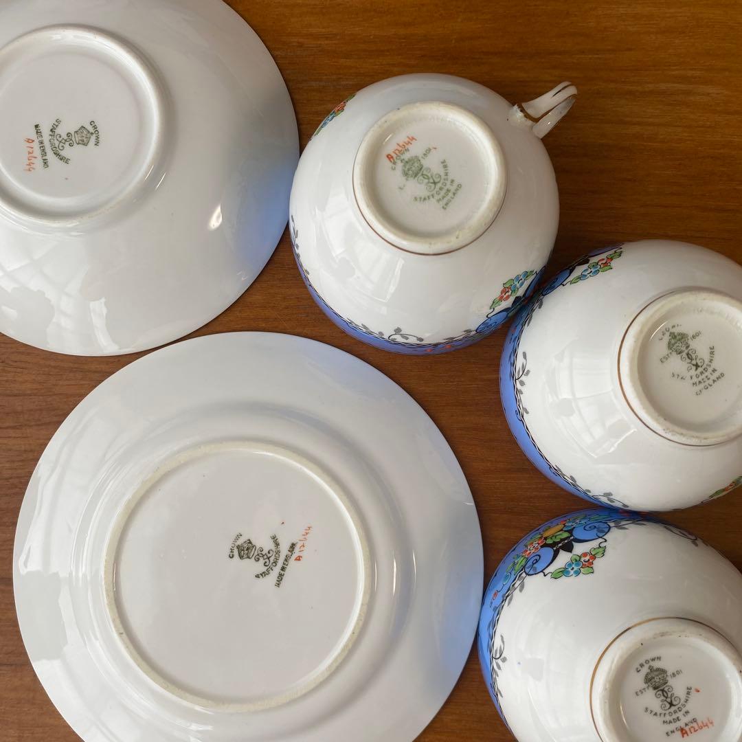 クラウンスタッフォードシャー ティーセット　カップ　ソーサー　プレート　3客
