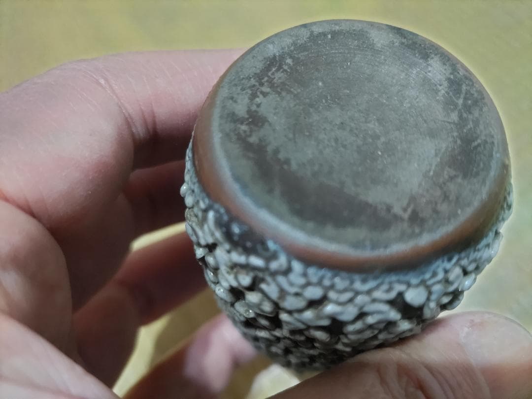 古薩摩 鮫肌釉 茶入　古裂・仕覆付 江戸時代