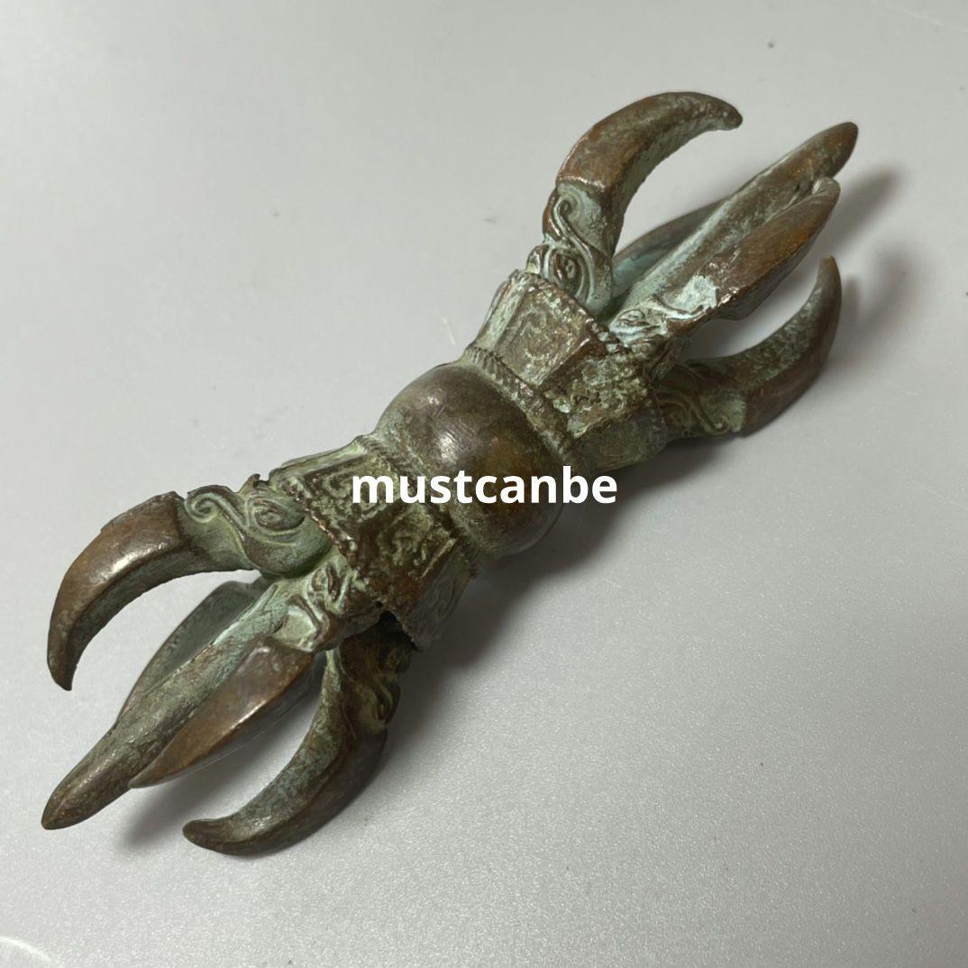 銅製 九股密宗法器 金剛杵降魔杵 鎮宅 辟邪 開運 風水 招財 置物 工芸品