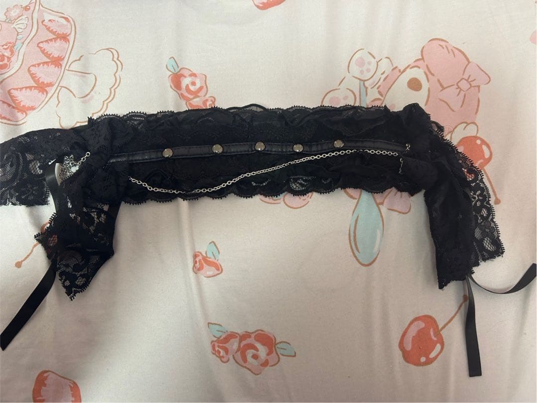 ち*ぴ様 lace ribbon head dress black depend