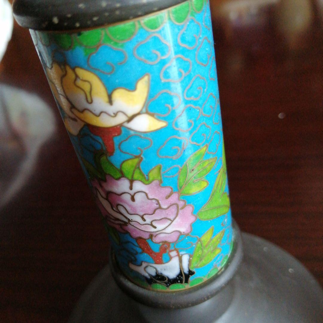 七宝焼燭台　2本　17.2cm