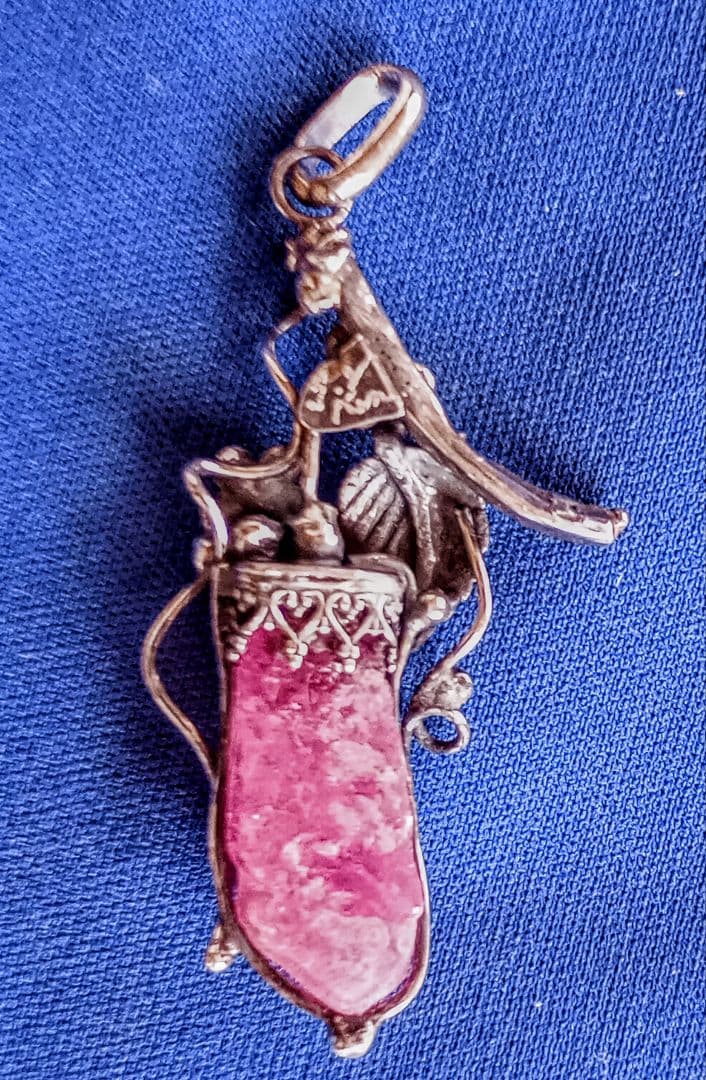 ピンクトルマリンのシルバー手作りペンダント