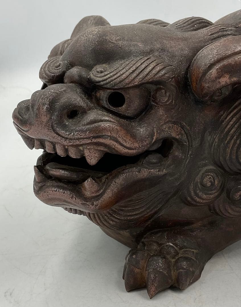 【６３】★時代　備前焼獅子置物　アンチック★