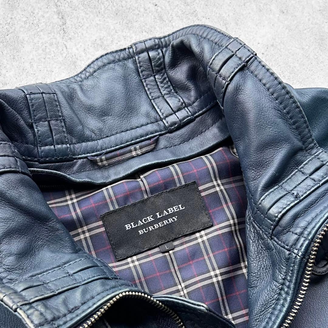 専用！バーバリー ブラックレーベル 本革 シングル レザージャケットノバチェック