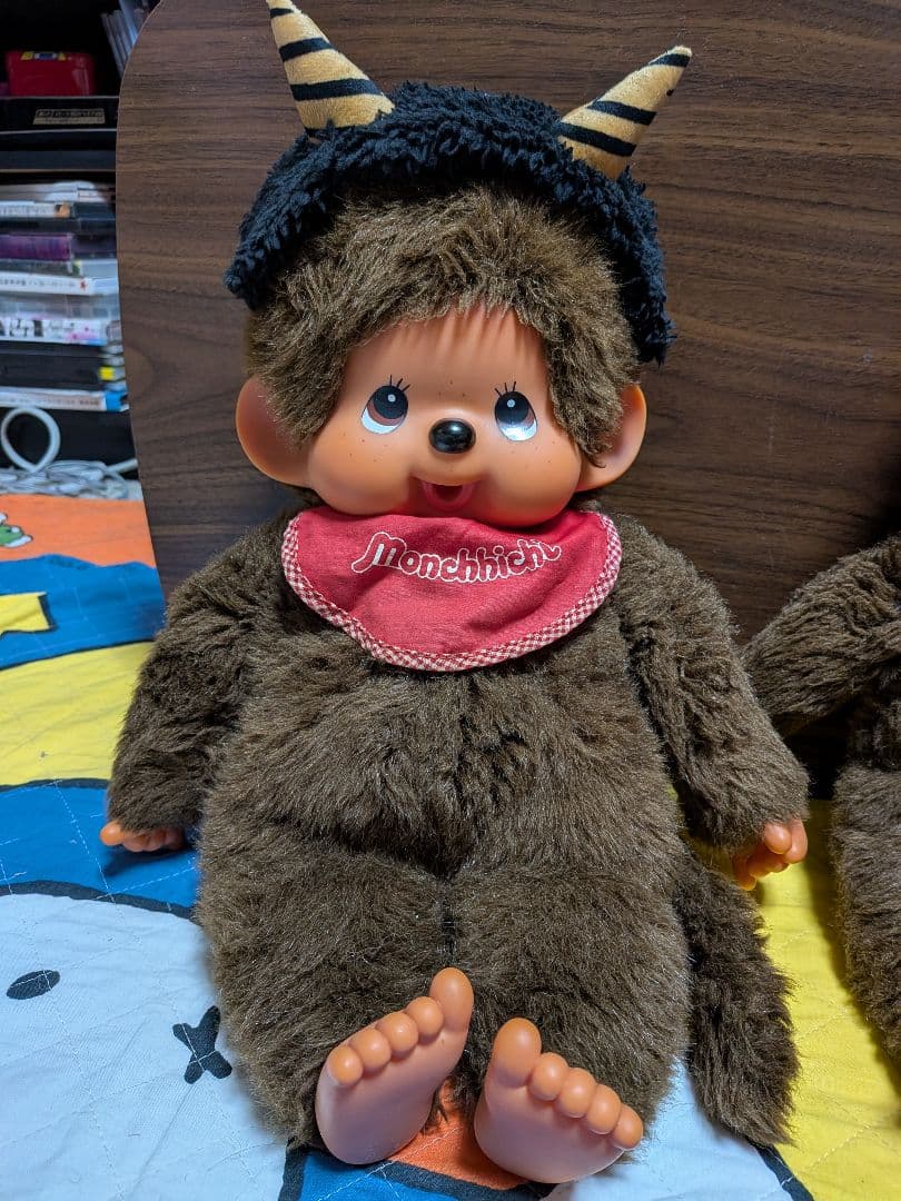 茶色い目 ふたごのモンチッチ Lサイズ 43㌢ 泣き顔の女の子 鬼仕様