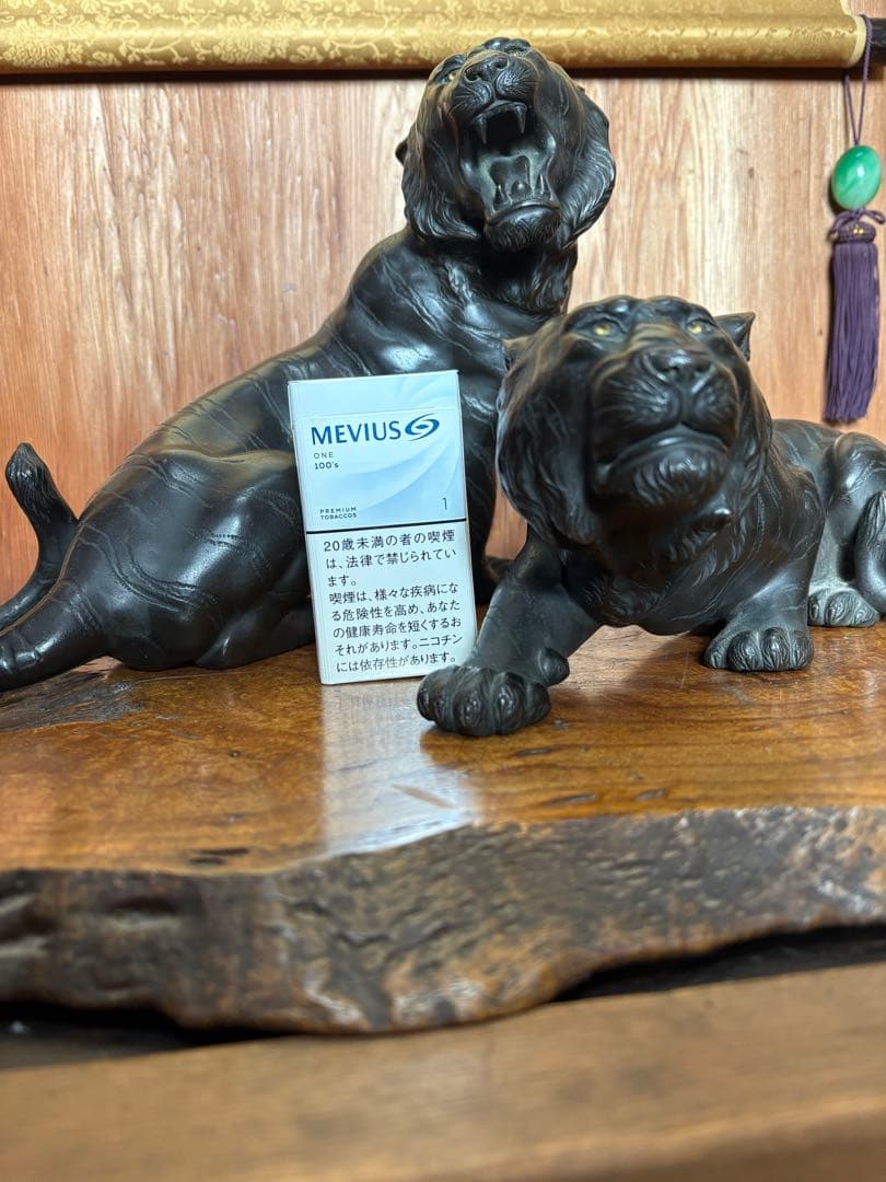 稀少品 置物 銅製 虎 高橋凌雲 造