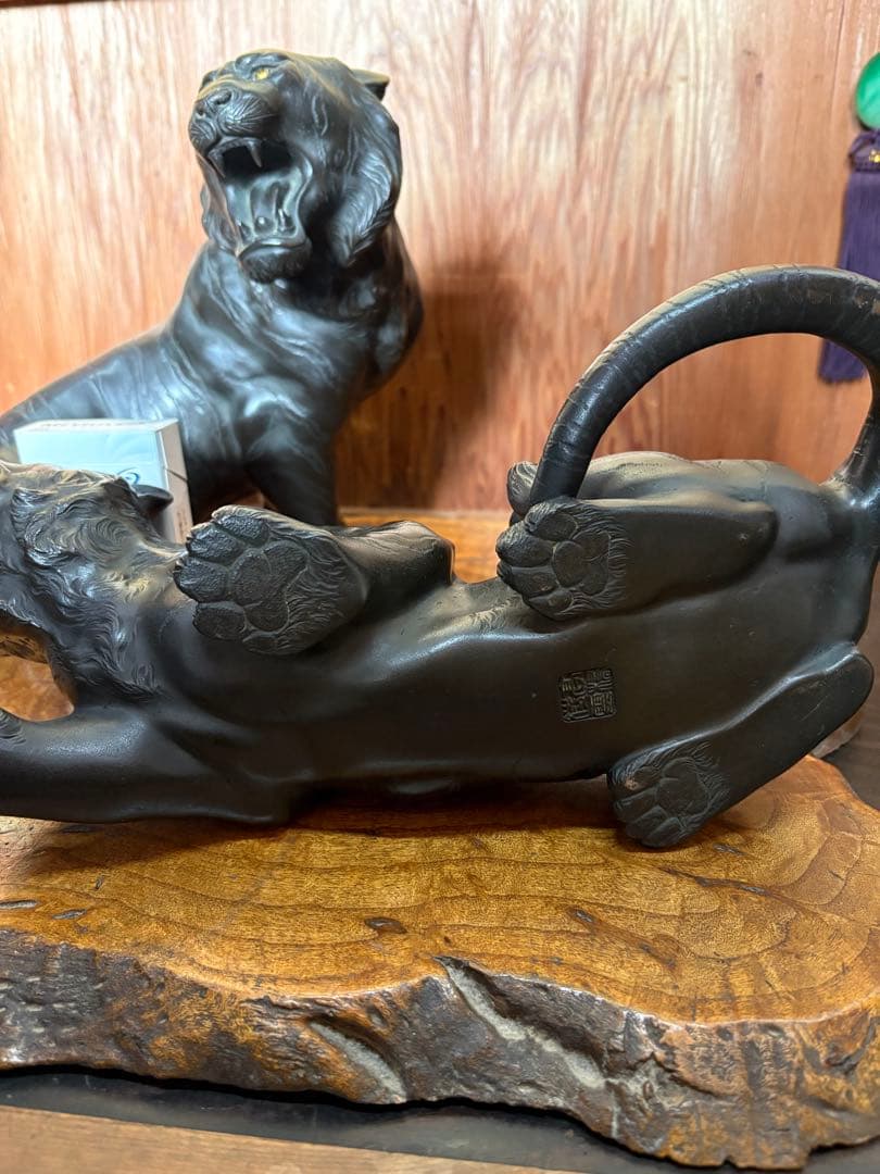 稀少品 置物 銅製 虎 高橋凌雲 造
