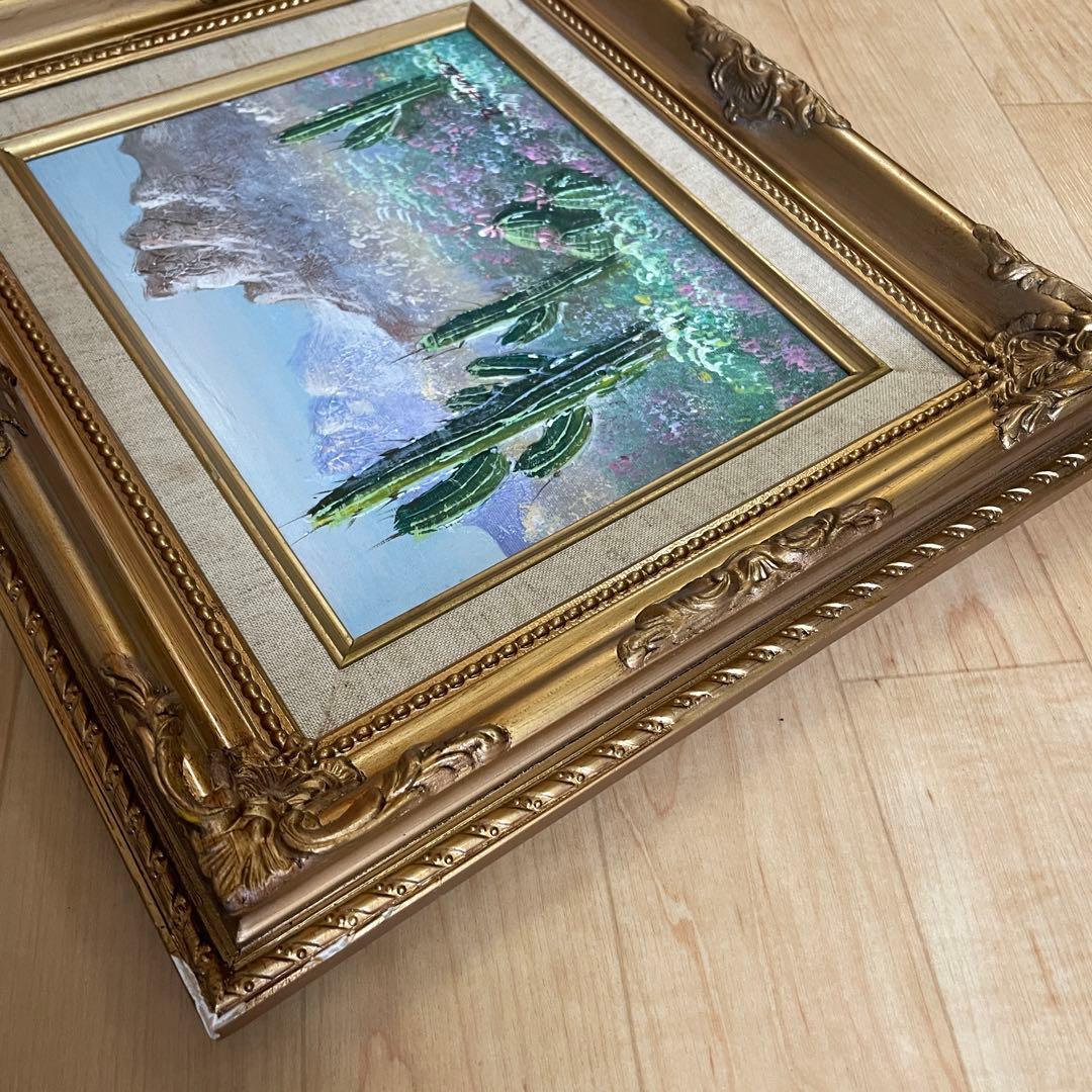 Arizona アリゾナ州サボテン アンティーク絵画油彩アメリカインテリアナバホ