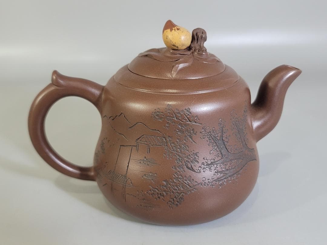 中国古美術・紫砂壺 盖款 :大生（范大生）宜興原鉱・紫泥急須・茶壺