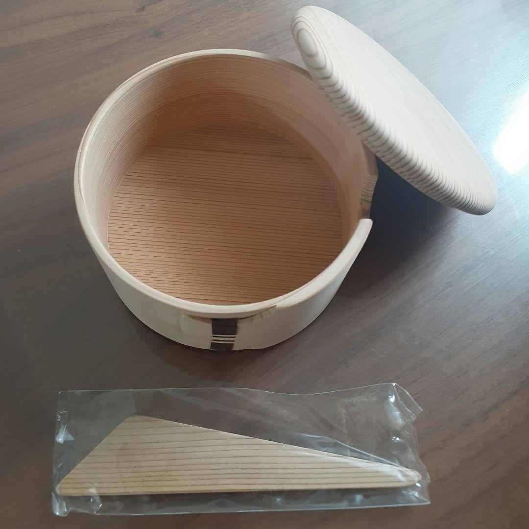 未使用　柴田慶信商店　曲げわっぱ　バターケース　丸　天然杉