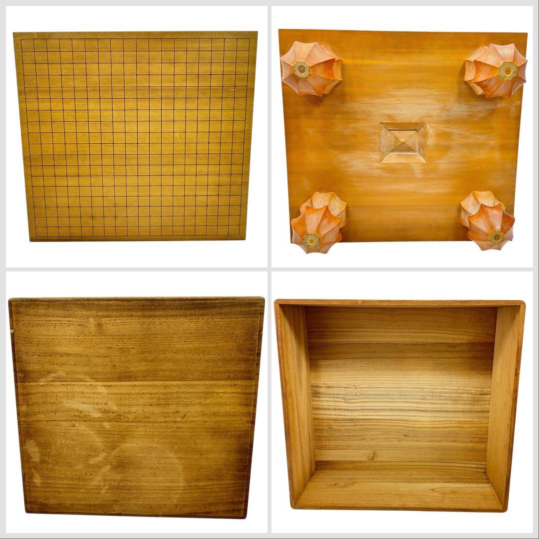 囲碁 足付 高級碁盤 極厚 6寸本榧 桐箱 へそ有り 柾目 天柾 碁石セット