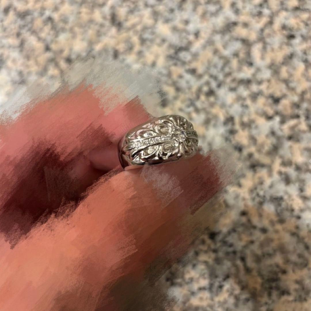 牧瀬 クロムハーツ925リングフローラルクロス