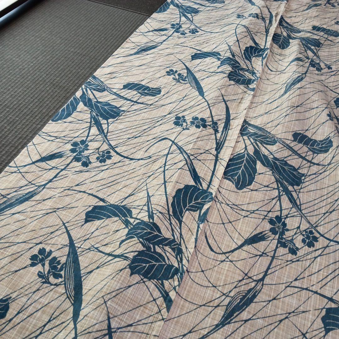 マ*ロ様 竺仙？　奥州小紋風　三越誂え　桜草模様　浴衣単品