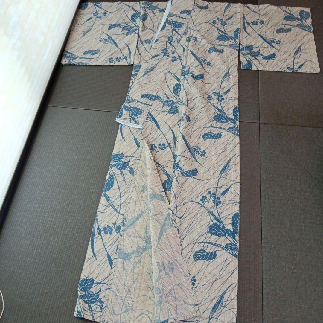 マ*ロ様 竺仙？　奥州小紋風　三越誂え　桜草模様　浴衣単品