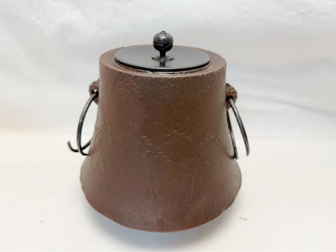 ほぼ未使用 茶道具 人間国宝 釜師 高橋敬典造 浜松地紋 富士釜 釜印 釜環共箱