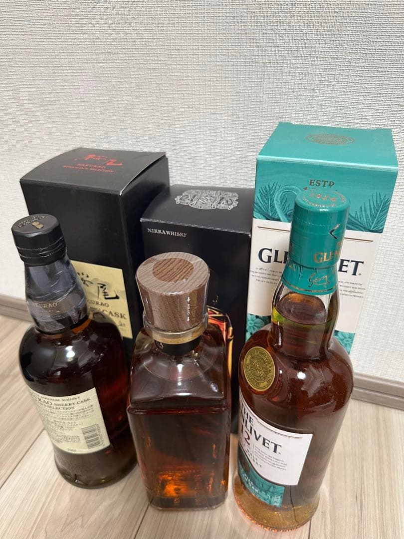 桜尾シェリーカスク、ニッカテイラード、グレンリベット12年200周年3本セット