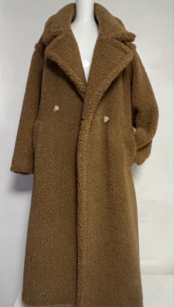 テディベア　ロングコート　キャメル