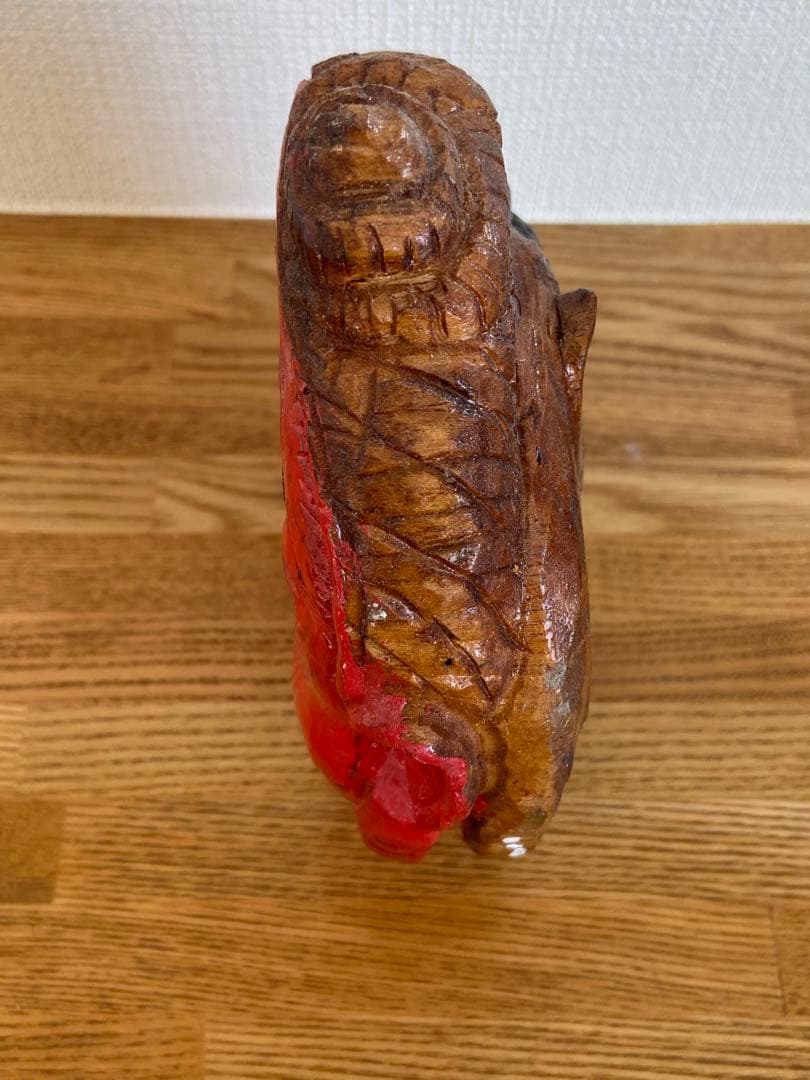 古道具坂田 坂田和實 取扱い品 木製クマと赤い顔2面木彫り 祭器 仏具 仏頭