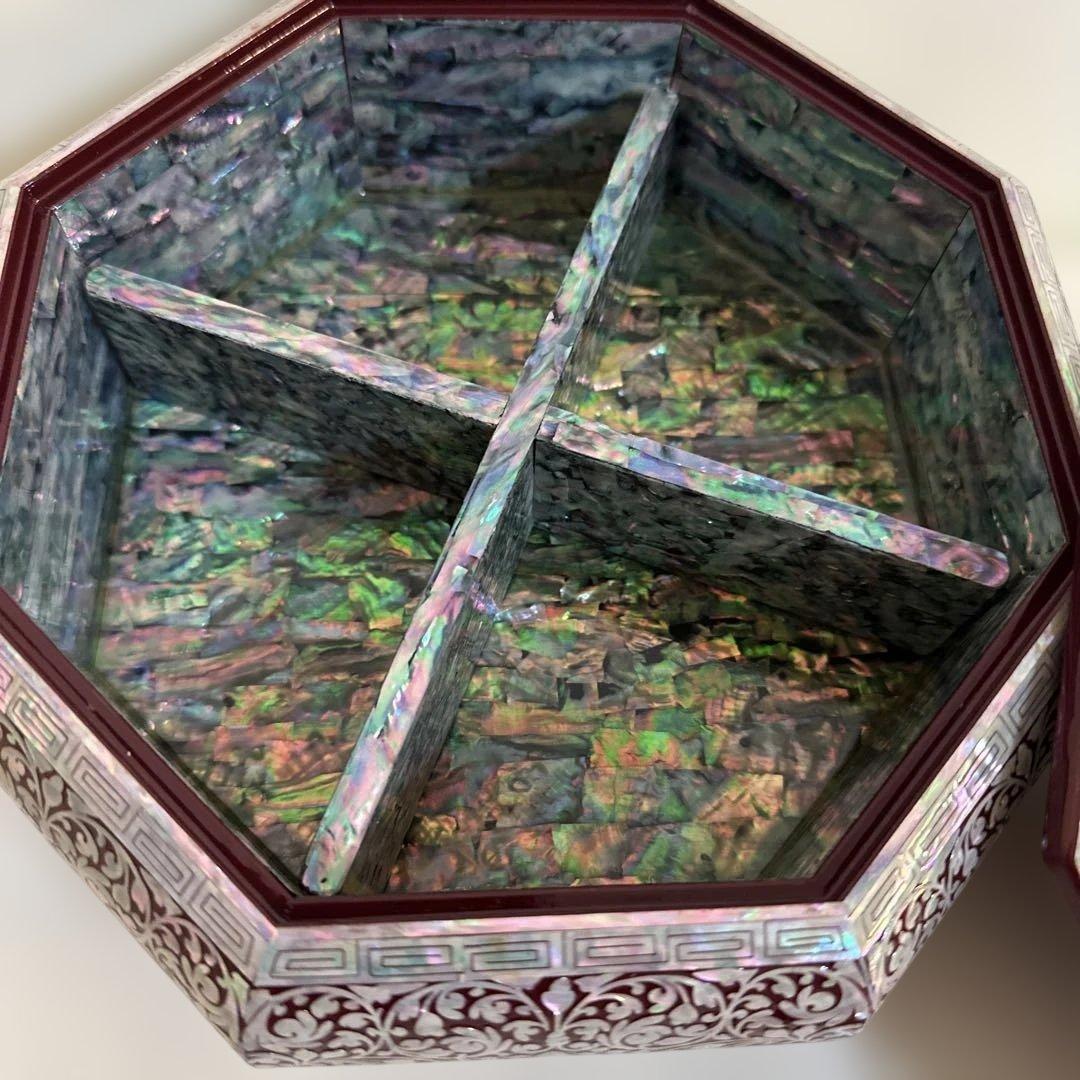 韓国漆器　螺鈿細工　八角菓子器　小物入　宝石箱