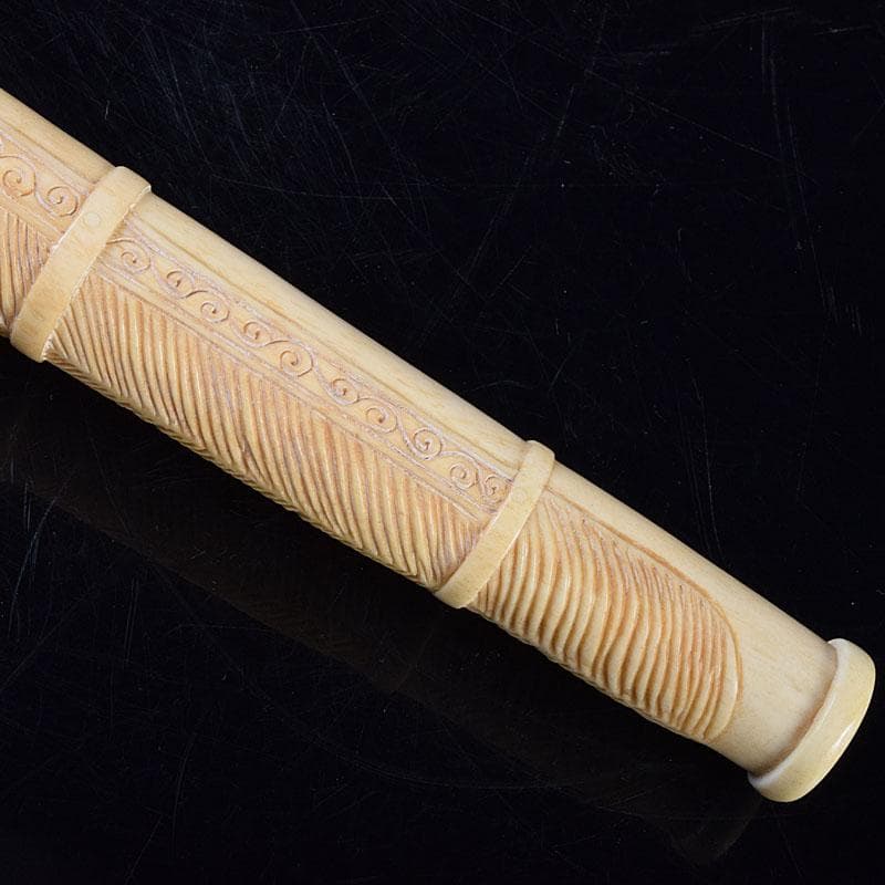 時代提げ物　獣骨彫刻　銃型　矢立　筆入　C　9209