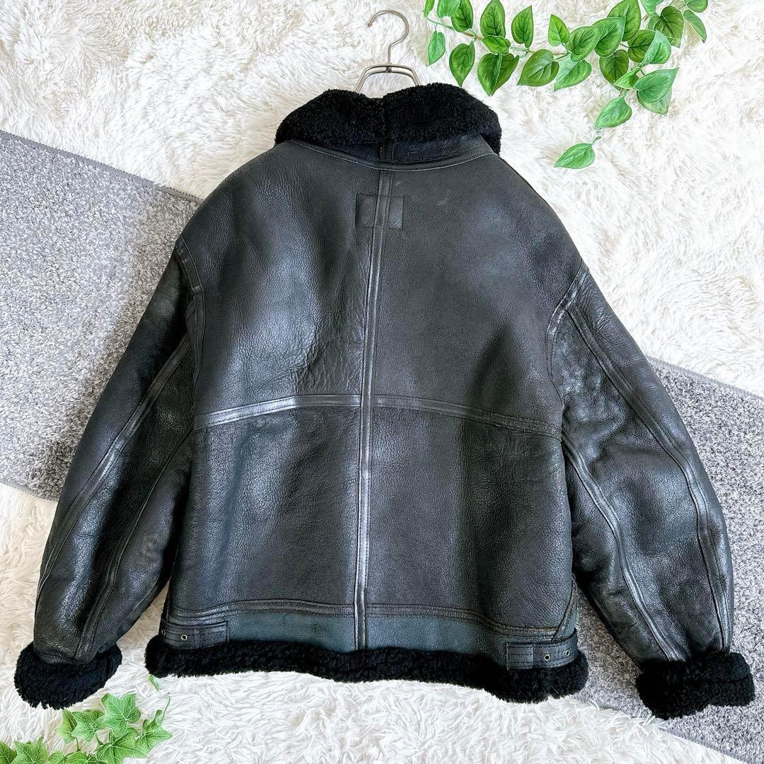 AVIREX B-3 フライトジャケット レザージャケット ムートン　黒　40