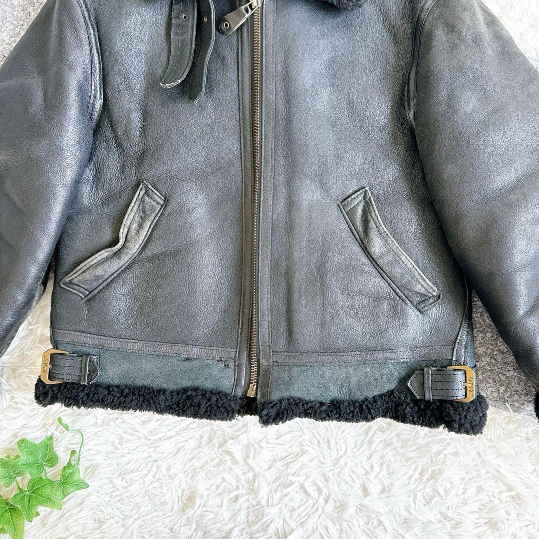 AVIREX B-3 フライトジャケット レザージャケット ムートン　黒　40