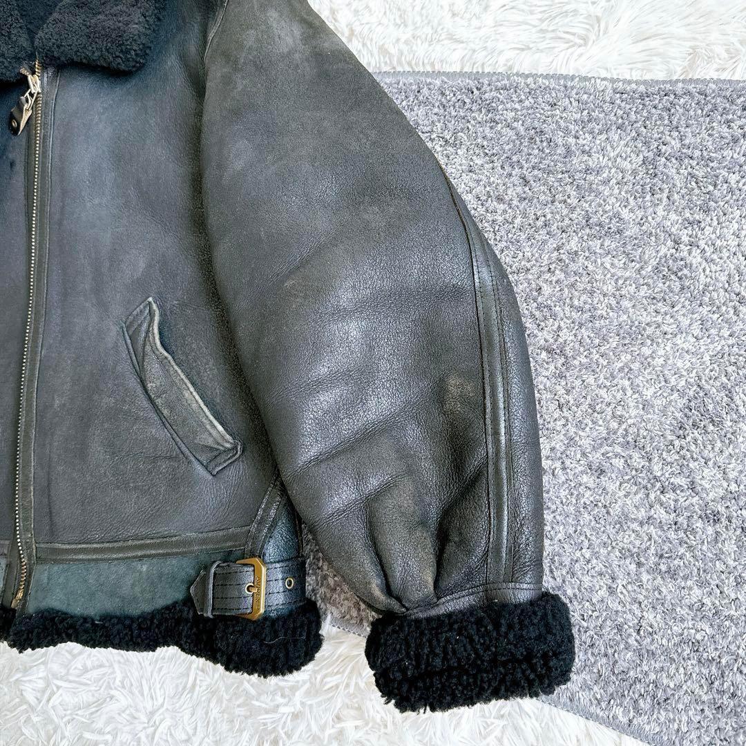 AVIREX B-3 フライトジャケット レザージャケット ムートン　黒　40