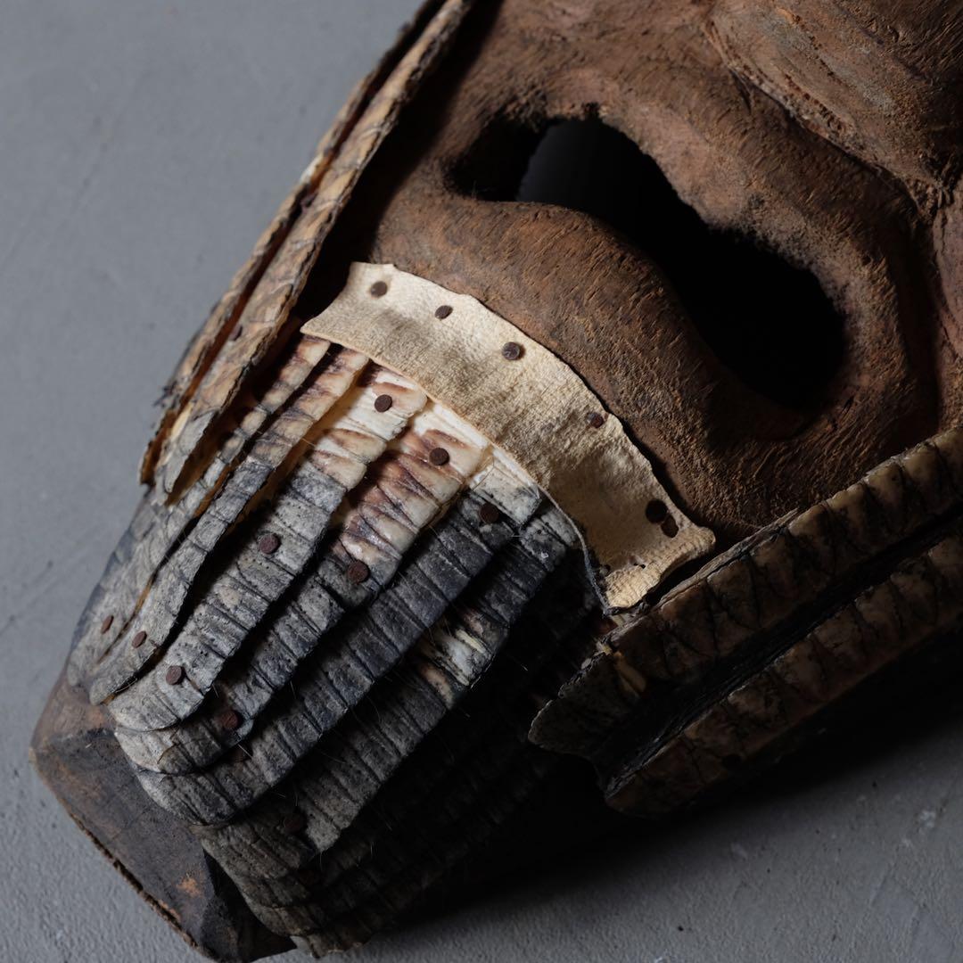 メキシコ 木彫りのマスク　木彫 彫刻 仮面 アート 芸美術 古道具 アンティーク