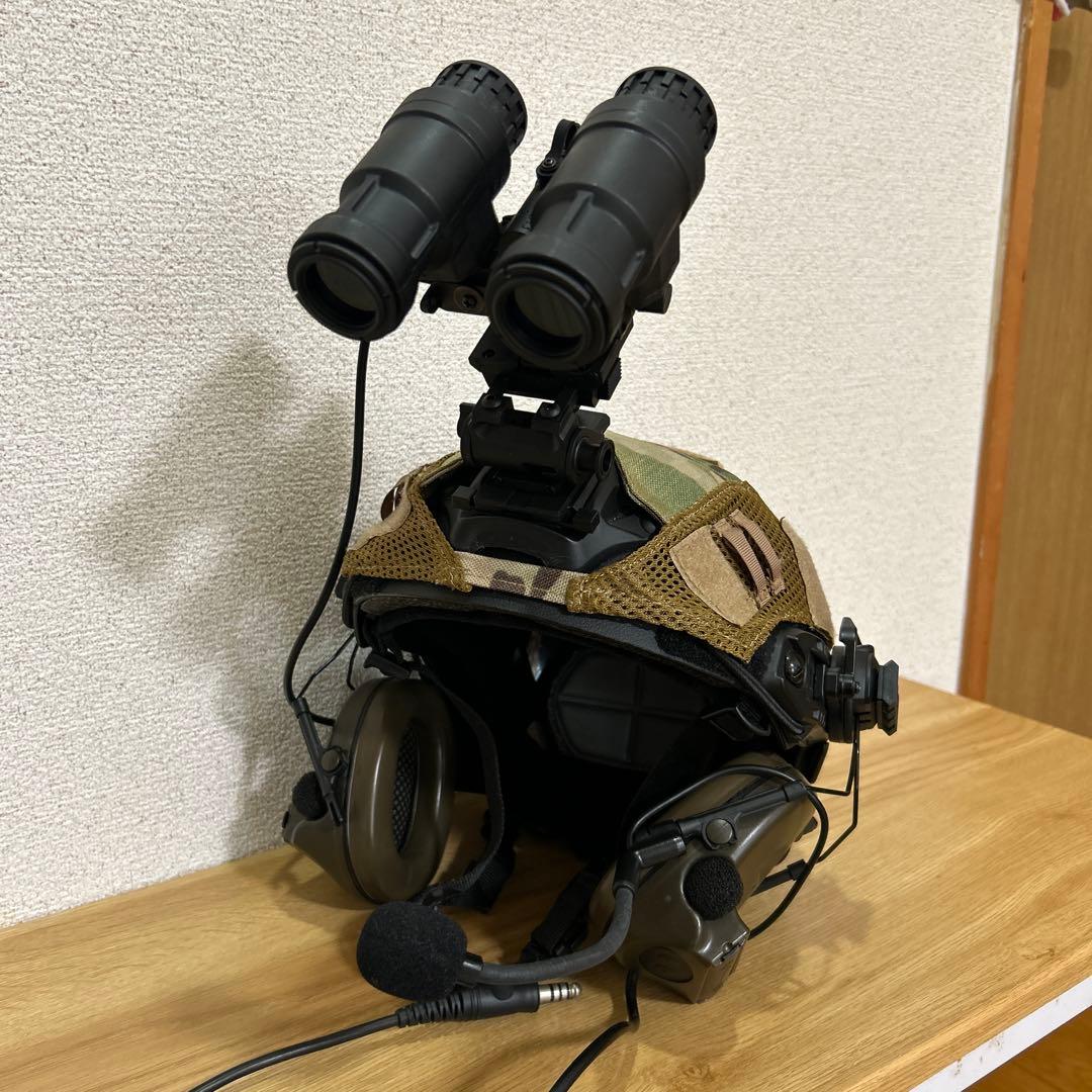 迷彩ヘルメット ナイトビジョン ヘッド付き レプリカ ミニタリー サバゲー