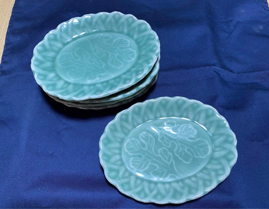 古伊万里　鍋島　青磁　中皿　五客