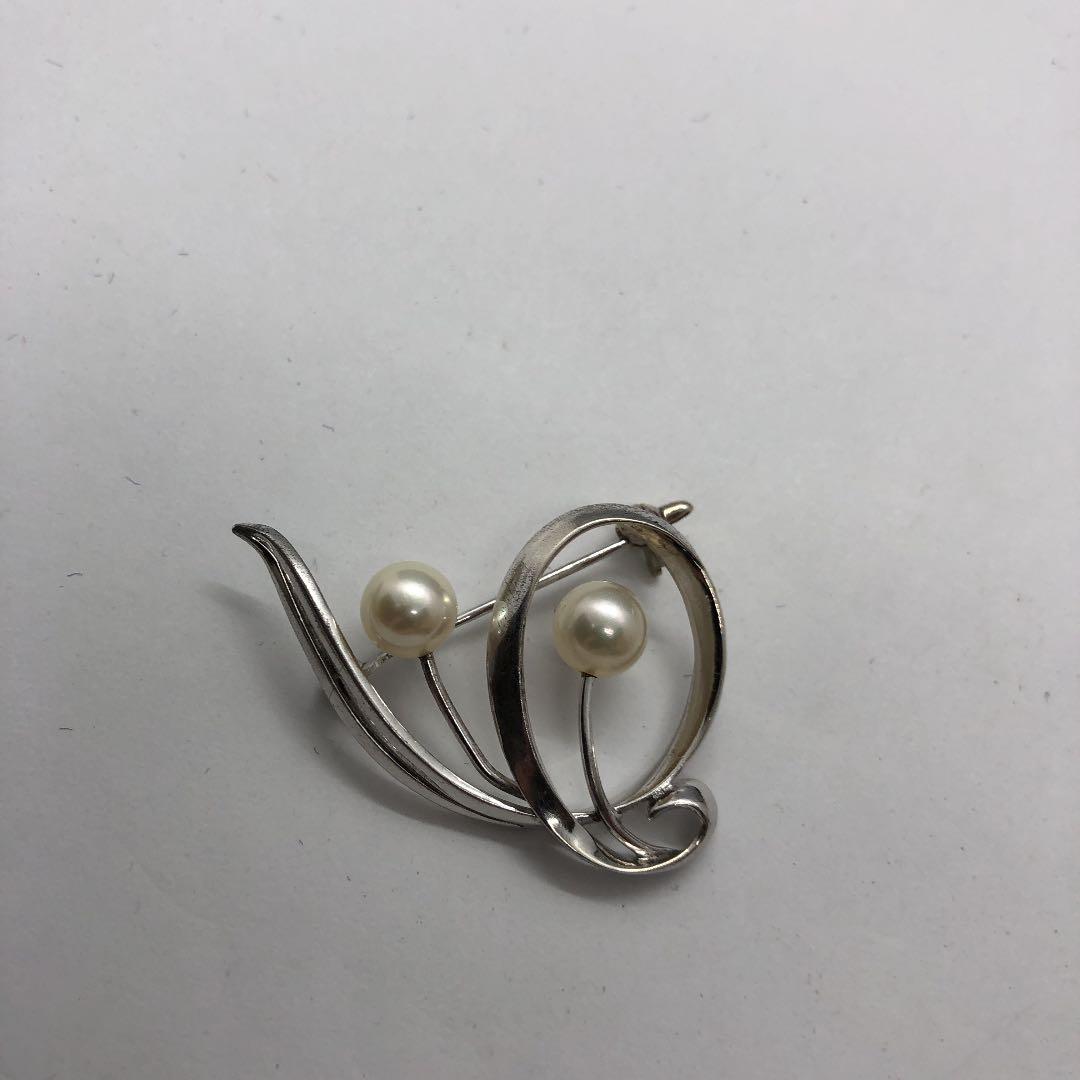 ヴィンテージ ミキモト　真珠　シルバー　925 ブローチ　箱付き