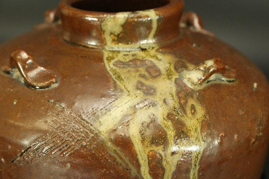 祖母懐 四耳 茶壷 高19.5cm(LC576)