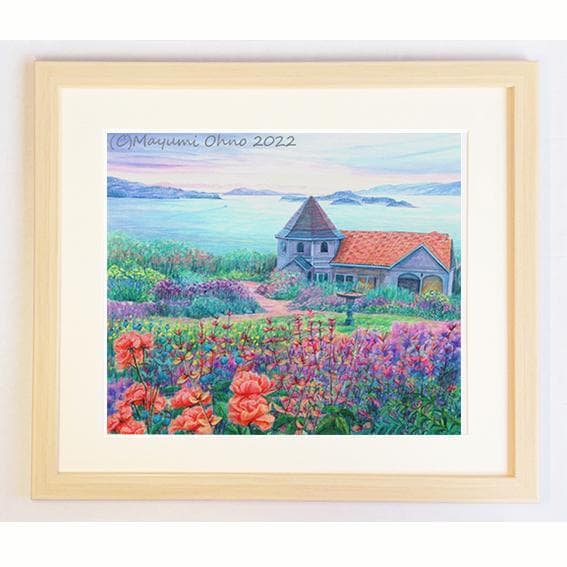 風景画　絵画　ガーデン　海　ヨーロッパ　版画　アクリル画　花　フラワー