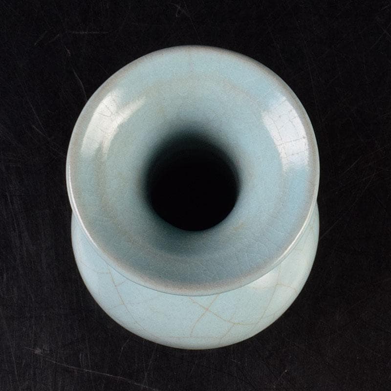 中国　哥窯　青白磁　金糸鉄線　氷裂文　鶴首花瓶　C　R8936