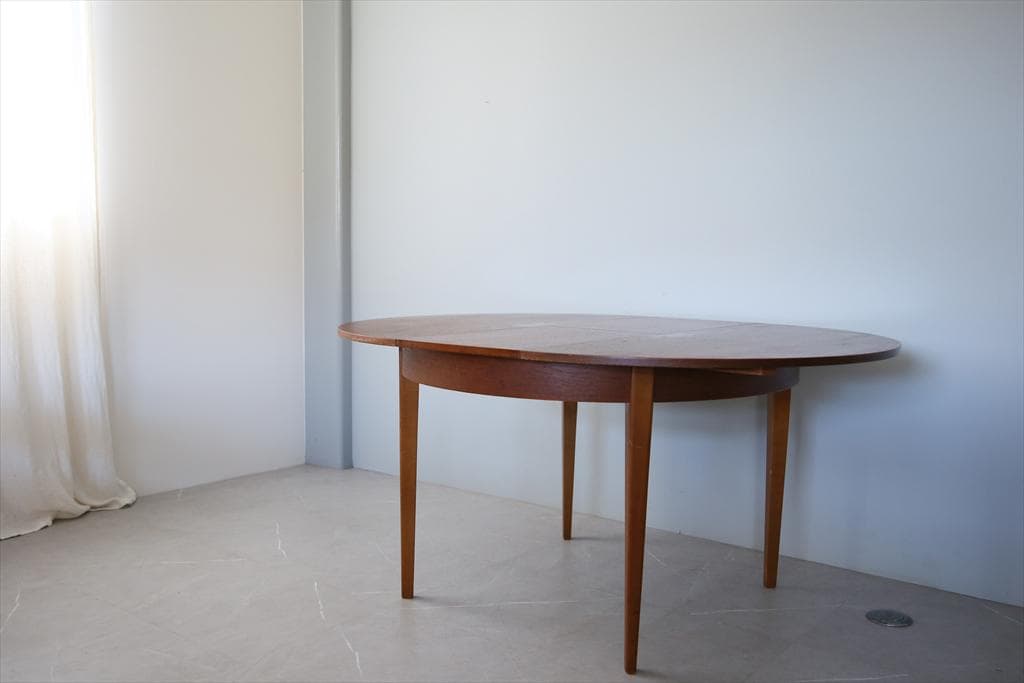 英国アンティーク伸張式ラウンドダイニングテーブル/エクステンション机89-113